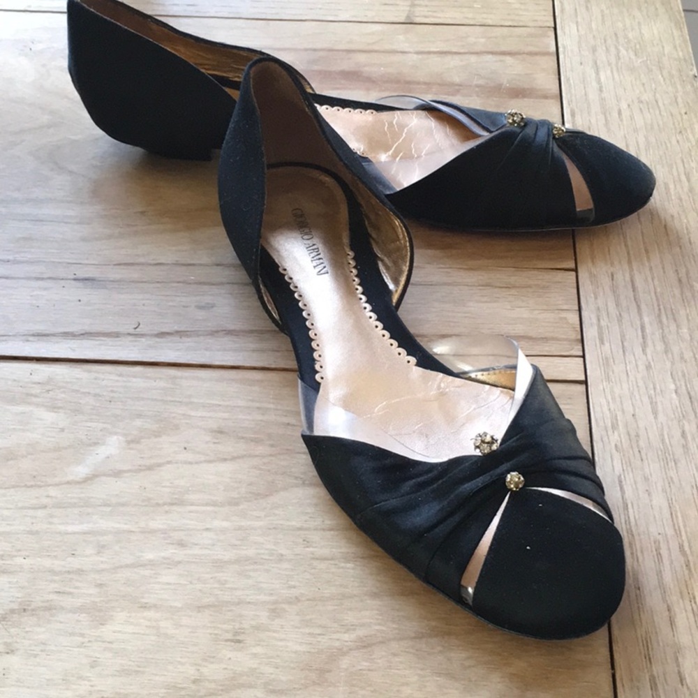 Giorgio Armani vintage black cocktail flats, 38.5
